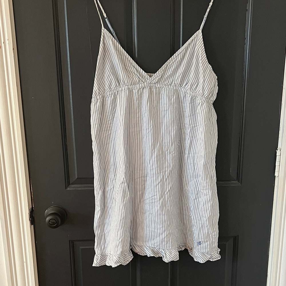 Aerie White and Blue Striped Chemise